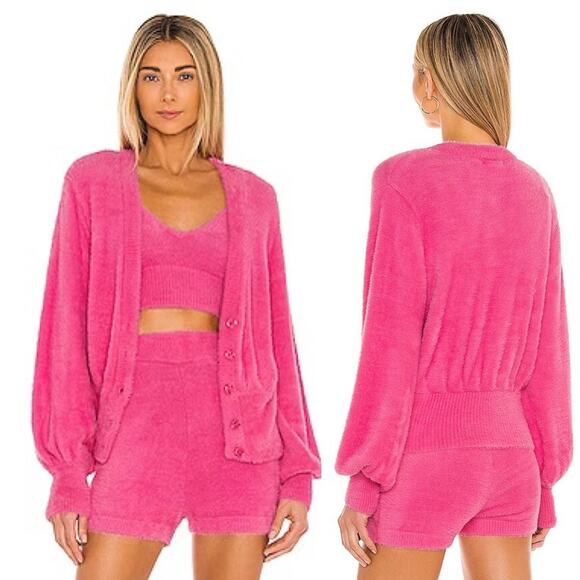 L*SPACE Daydreamin Set Bubblegum Pink SMALL Barbiecore SHORTS CARDIGAN - Picture 1 of 16
